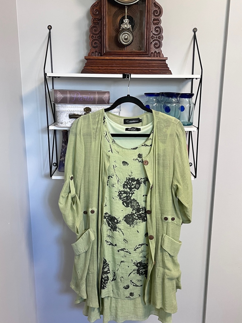 Eruption Sage Green Midi Dress with Jacket